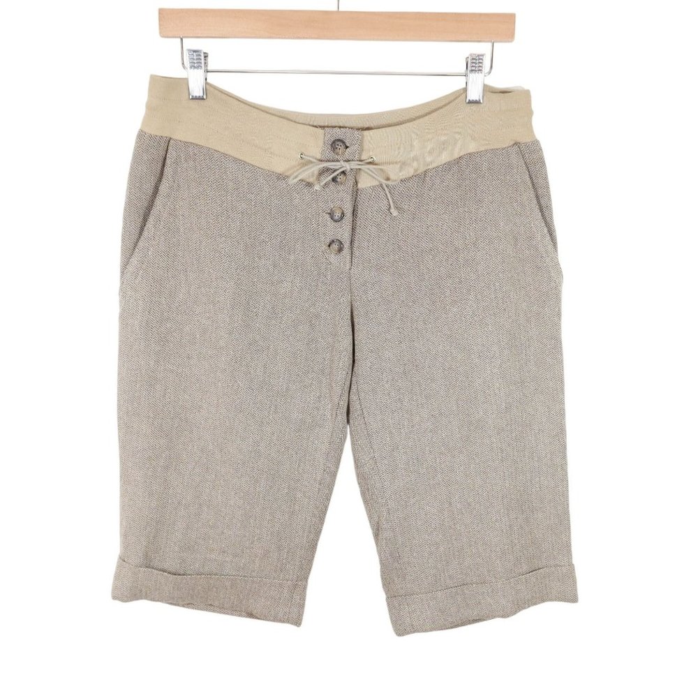 TOY G Tweed Mixed Material Burmuda Walking Shorts Size 6 Beige Linen Wool Cotton